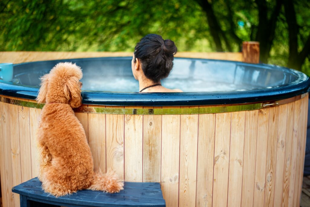 dog in hot tub