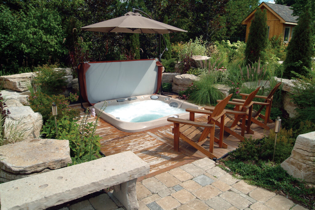 
landscaping around a hot tub pictures